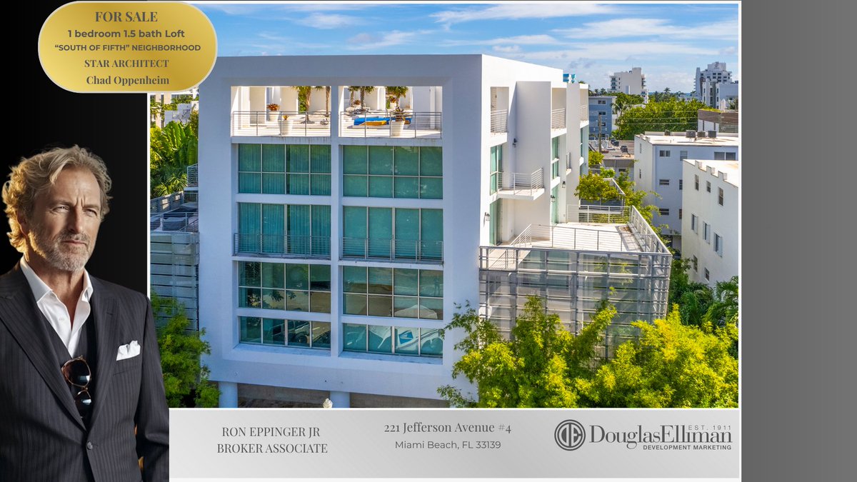 RonEppinger's tweet photo. Live in the coveted South of Fifth neighborhood. This 1 bed, 1.5 bath Chad Oppenheim-designed condo offers 20' windows, two outdoor spaces, and gated parking. Located in South Beach, steps from the park, dining, and the ocean. Upcoming building enhancements include a new rooftop pool.