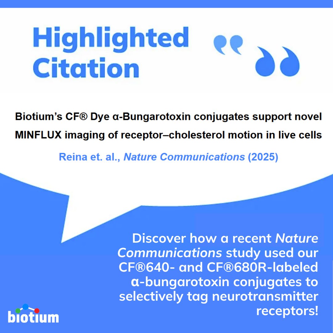 biotium's tweet image. Happy #MicroscopyMonday! 🔬New #MINFLUX #superresolutionmicroscopy study from @naturecommunications!
Highlighted Citation: biotium.info/3Jhpetp
#sciencearticle #sciencepublication #microscopy #neuroscience #neurotransmitter #membranebiology #mammaliancells #cholesterol