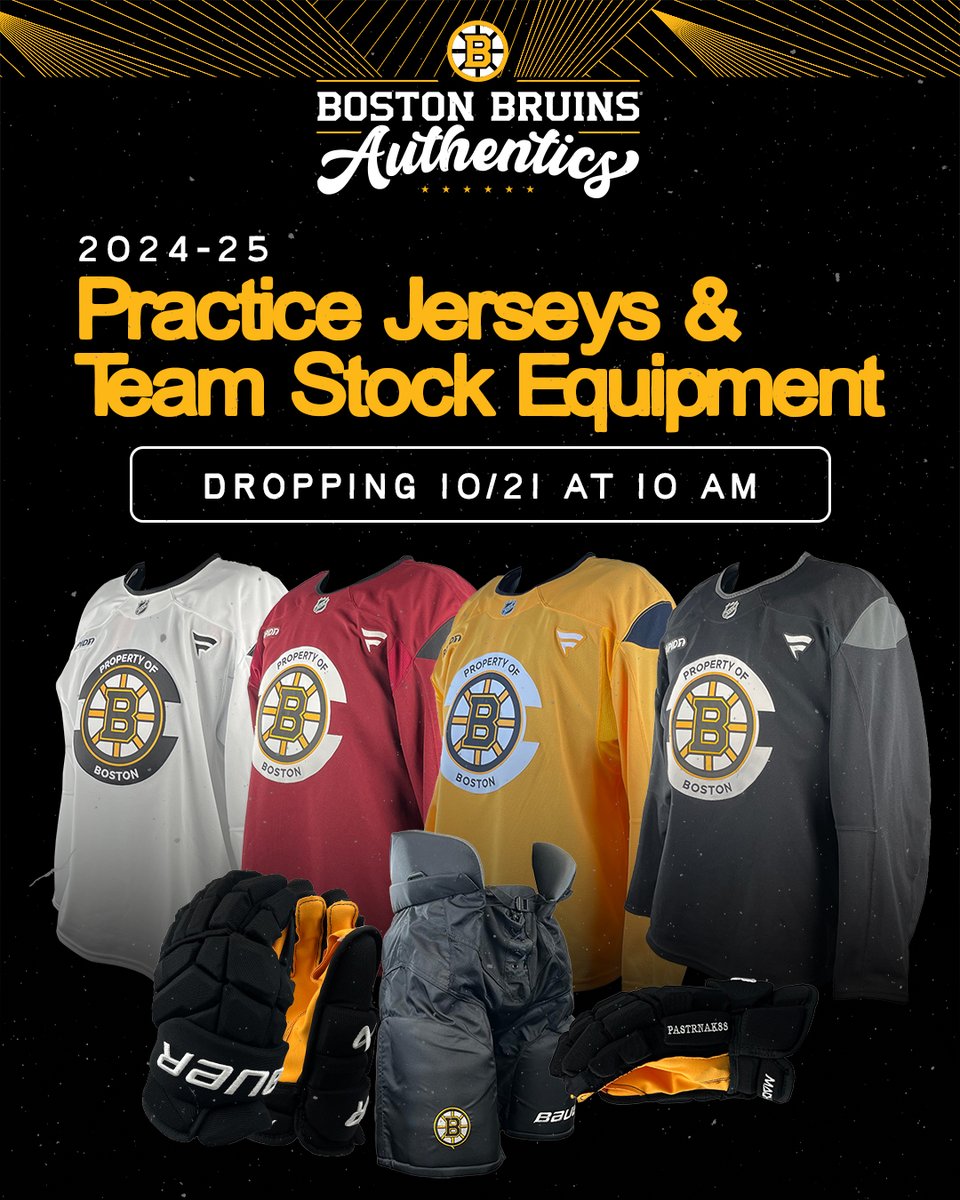 Tomorrow at 10AM, Bruins Authentics is dropping 2024-25 practice jerseys, plus team stock gloves and pants from last season. Don’t miss your chance to gear up like the pros! 

Shop tomorrow at 10AM at bruinsauthentics.com