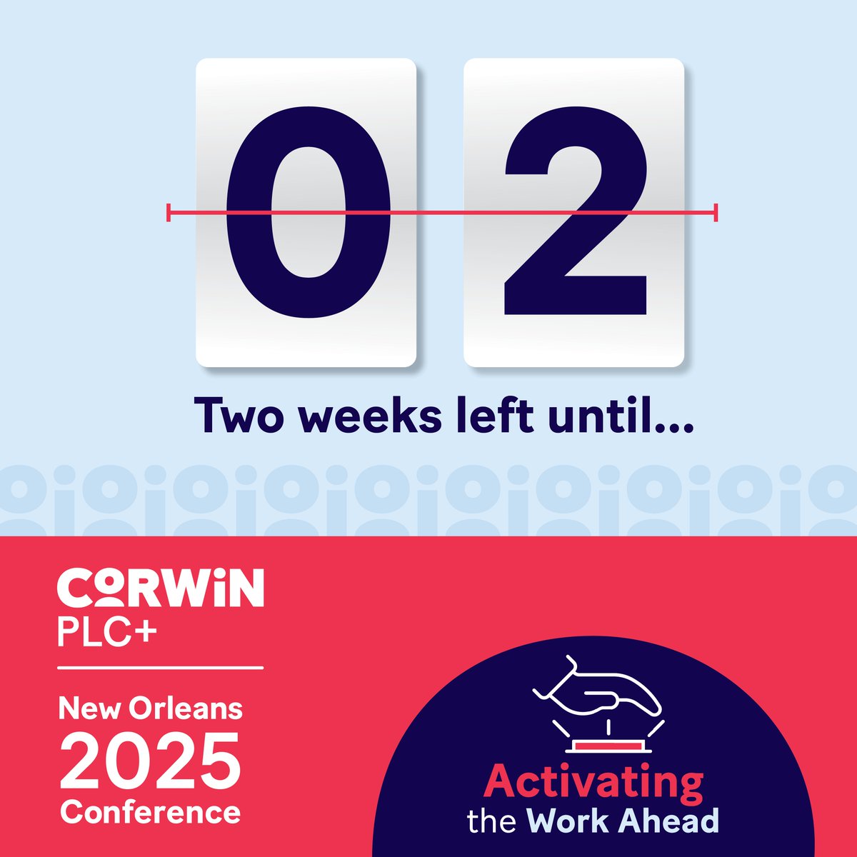 CorwinPress's tweet image. 🕒The wait is almost over—just 2 weeks to go until the Annual PLC+ Conference!

Let’s come together and &quot;Activate the Work Ahead&quot; to empower educators and accelerate learning for all. 

👉 Register Today: ow.ly/yVI650WLOx9

#PLC2025 #k12 #education #professionallearning #PD