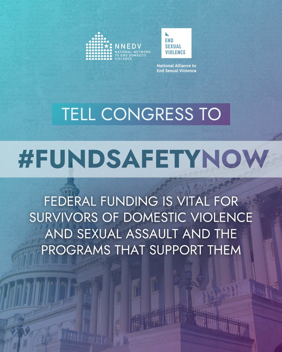 We urge the Administration/Congress to work together on a bipartisan solution to end the government shutdown—protecting funding for prevention/lifesaving services for sexual assault/domestic violence survivors, w/o compromising healthcare <a href="/ChrisCoons/">Senator Chris Coons</a>  <a href="/SenLBR/">Senator Lisa Blunt Rochester</a> <a href="/SarahEMcBride/">Sarah McBride</a>