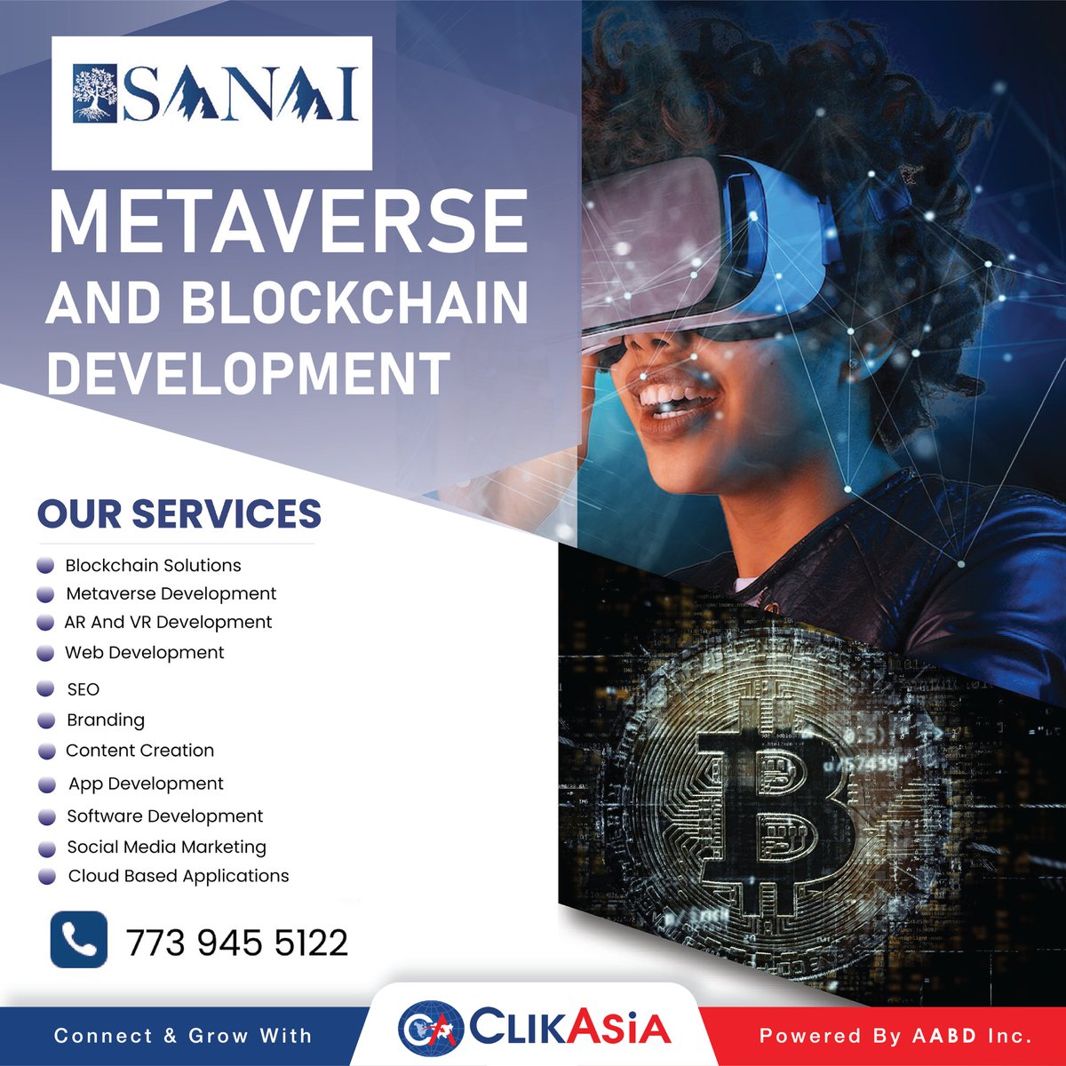 ClikAsia's tweet image. Empowering digital transformation—ClikAsia teams up with Sanai to bring cutting-edge metaverse, blockchain, and software solutions to life.
#MetaverseDevelopment #BlockchainSolutions #AppDevelopment #WebDev #ChicagoTech #DigitalInnovation #CLIKASiA