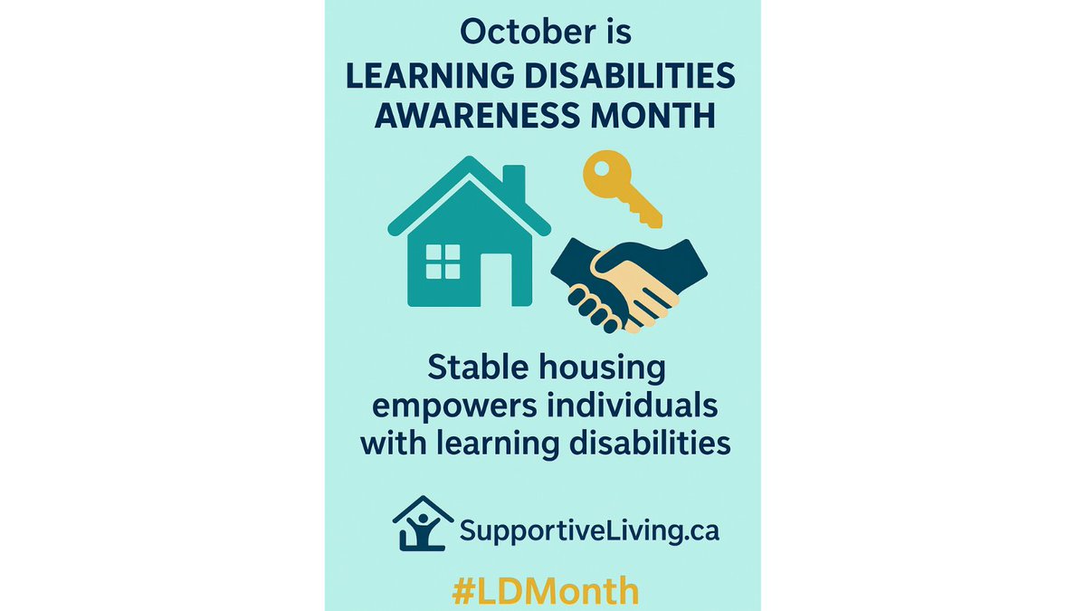 October is #LDMonth

@SupportiveLivingCA stands with those with learning disabilities — supporting stable, respectful housing so everyone can thrive. #LearningDisabilities #Inclusion #HousingForAll #SupportiveLiving