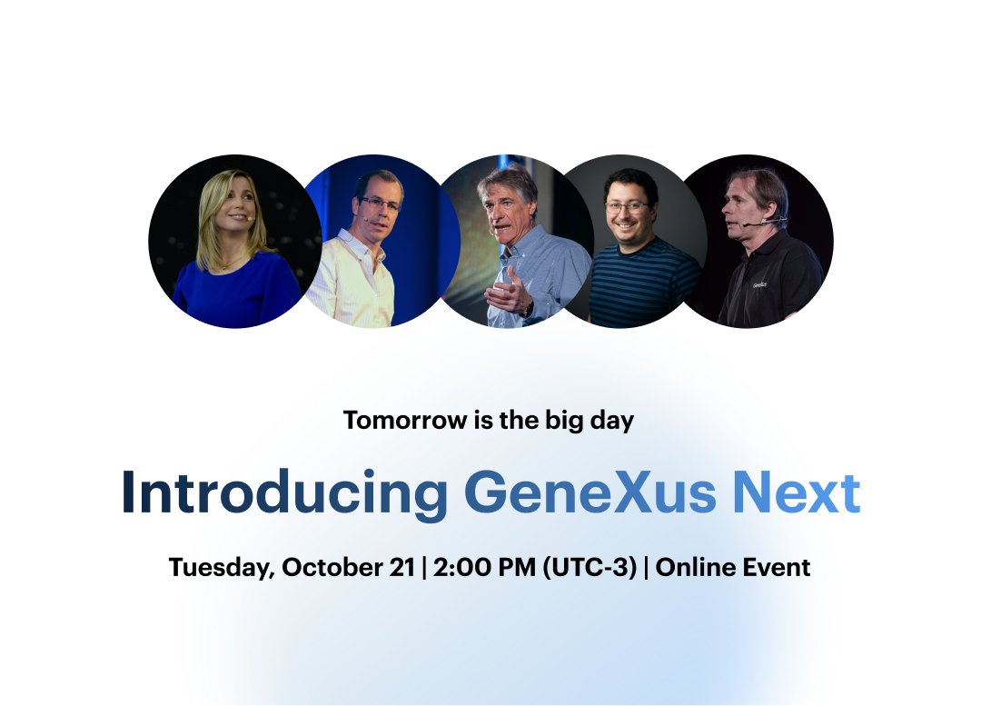 GeneXus (@genexus) on Twitter photo 🌐 Online event | Tomorrow is the launch of GeneXus Next! hubs.la/Q03Pngj40
Join us and discover everything included in the new edition of our platform, built from the ground up to meet the challenges of this new era driven by Generative Artificial Intelligence.
<a href="/Globant/">Globant</a> 🌐 Online event | Tomorrow is the launch of GeneXus Next! hubs.la/Q03Pngj40
Join us and discover everything included in the new edition of our platform, built from the ground up to meet the challenges of this new era driven by Generative Artificial Intelligence.
<a href="/Globant/">Globant</a>