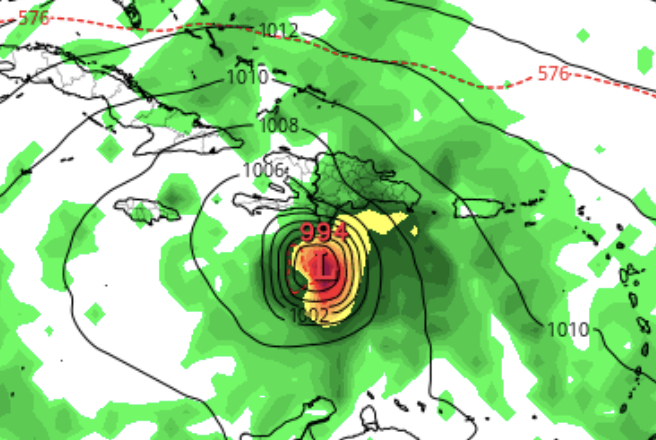 La incertidumbre es enorme, pero al solo tener 2-3 días para prepararse hay que considerar el potencial de un ciclón tropical llegando a Hispaniola esta semana. 60% de los modelos de esta mañana así lo indican. Ver IA DeepMind (FNV3), GFS americano, IA europeo (AIFS), y USNavy 1/