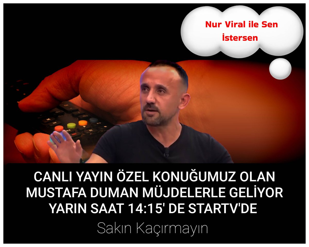 Yarın aynı saatte görüşürüz 
<a href="/startv/">STAR TV</a> <a href="/senistersentv/">Nur Viral İle Sen İstersen</a> <a href="/nurviral/">NUR VİRAL</a> da 
#SonDakika #canliyayin