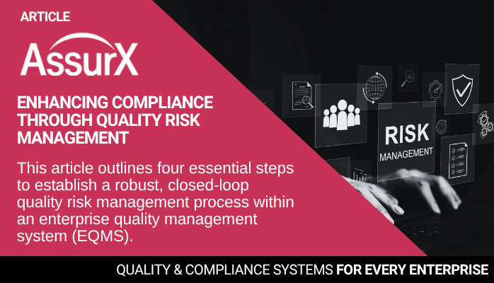 ASSURX's tweet image. 🧠 Smarter compliance starts with proactive QRM. Centralize, assess, act, and improve—learn how:
hubs.li/Q03rj3Sn0
#EQMS #Pharma #Biotech