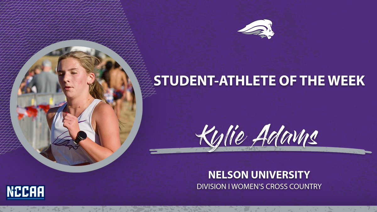 👟Student-Athlete of the Week 👟
Division I Women's #NCCAACrossCountry
𝐊𝐲𝐥𝐢𝐞 𝐀𝐝𝐚𝐦𝐬, Nelson University
the-n.cc/4hiUGUR| #PlayForHim