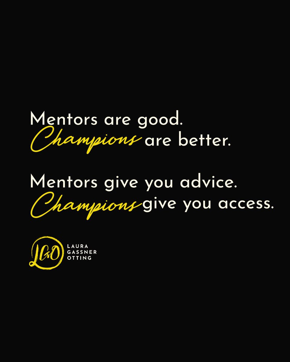 heylgo's tweet image. #Mentors suggest you attend the networking event. Champions bring you as their plus-one.

Mentors tell you what to learn.
Champions tell others why they should hire you.

Mentors share wisdom.
Champions share access.

Be a champion.