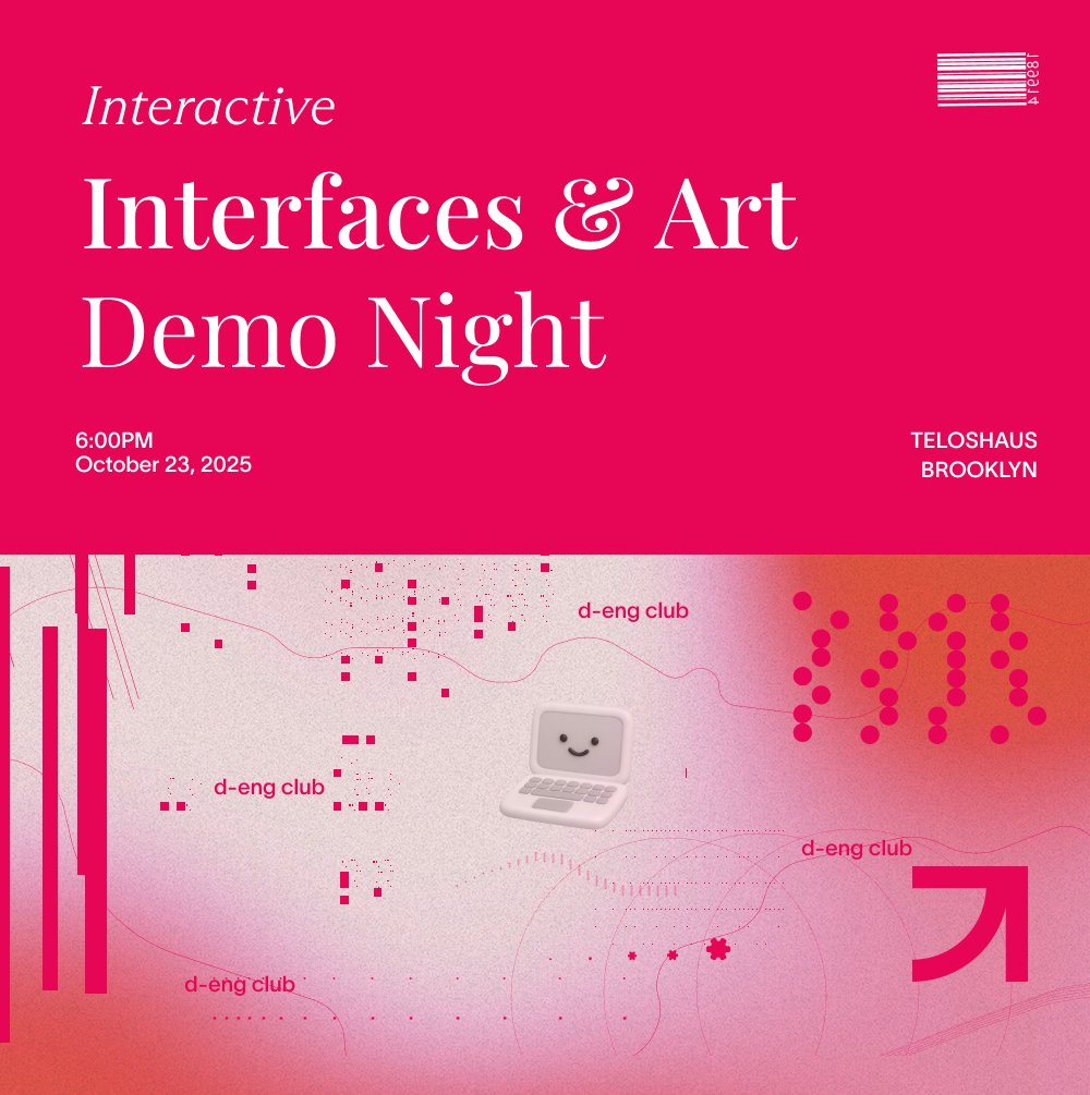 html_tina's tweet image. we're hosting a cozy ~ creative technology ~ night with @designengclub this thursday at 6PM in NYC
we have a packed lineup of creative demos from @svardnan @hotemogf @emilyzsh @conliuart @craftwithanna and @mathurahravi and me!