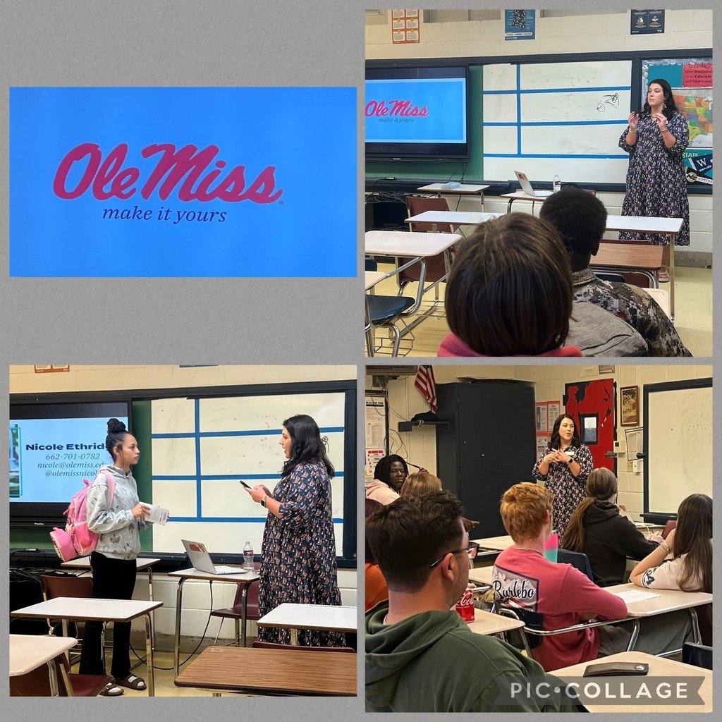 CCHS Seniors enjoyed having Mrs. Ethridge from Ole Miss come speak to them. She answered any questions they had about programs offered, applying, scholarships, housing, and life in Oxford.