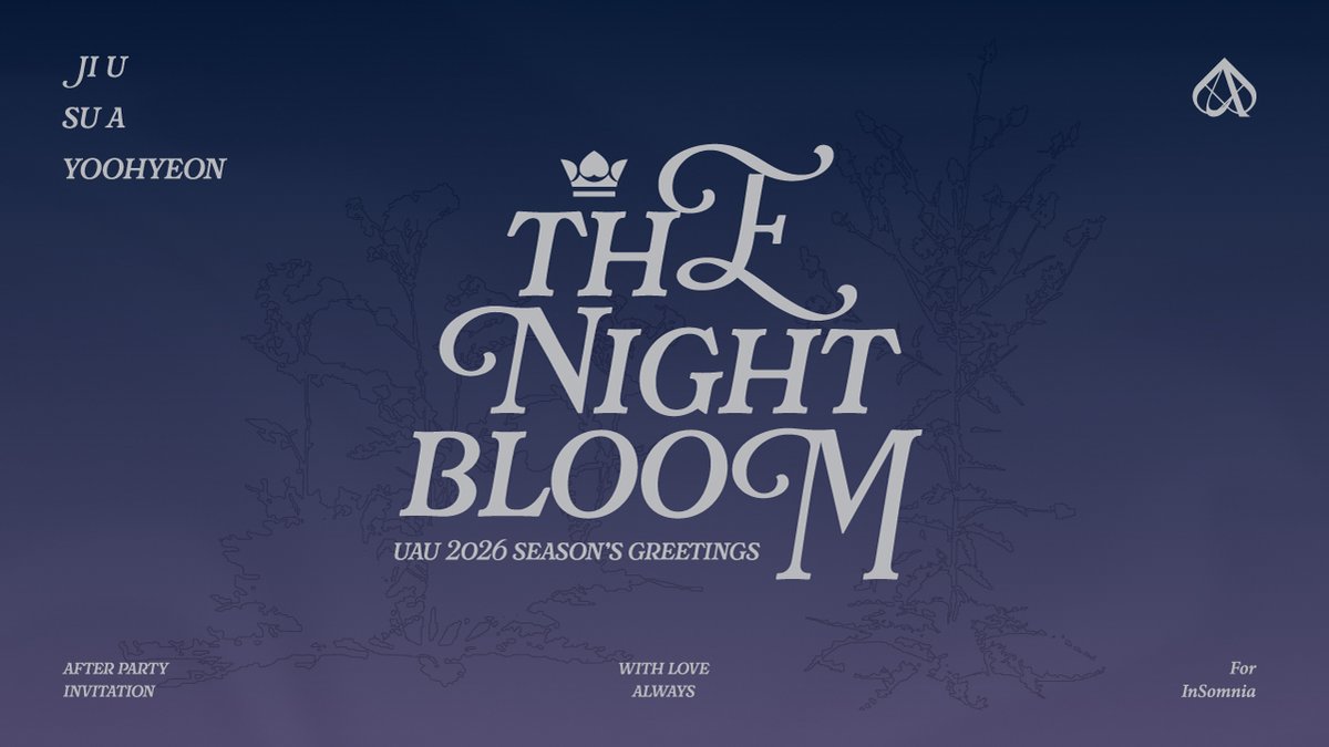 °~ Youtube || 20.10.2025 ~°

유아유(UAU) 2026 Season's Greetings [THE NIGHT BLOOM] Concept Film

Pre-order : 22.10.2025
Release : 19.10.2025

Lien : youtu.be/xyDNoRjsMbY

#유아유 #UAU
#Dreamcatcher_UAU
#2026SEASONSGREETINGS
#THE_NIGHT_BLOOM
<a href="/hf_dreamcatcher/">드림캐쳐 Dreamcatcher</a> #Dreamcatcher
#Yoo