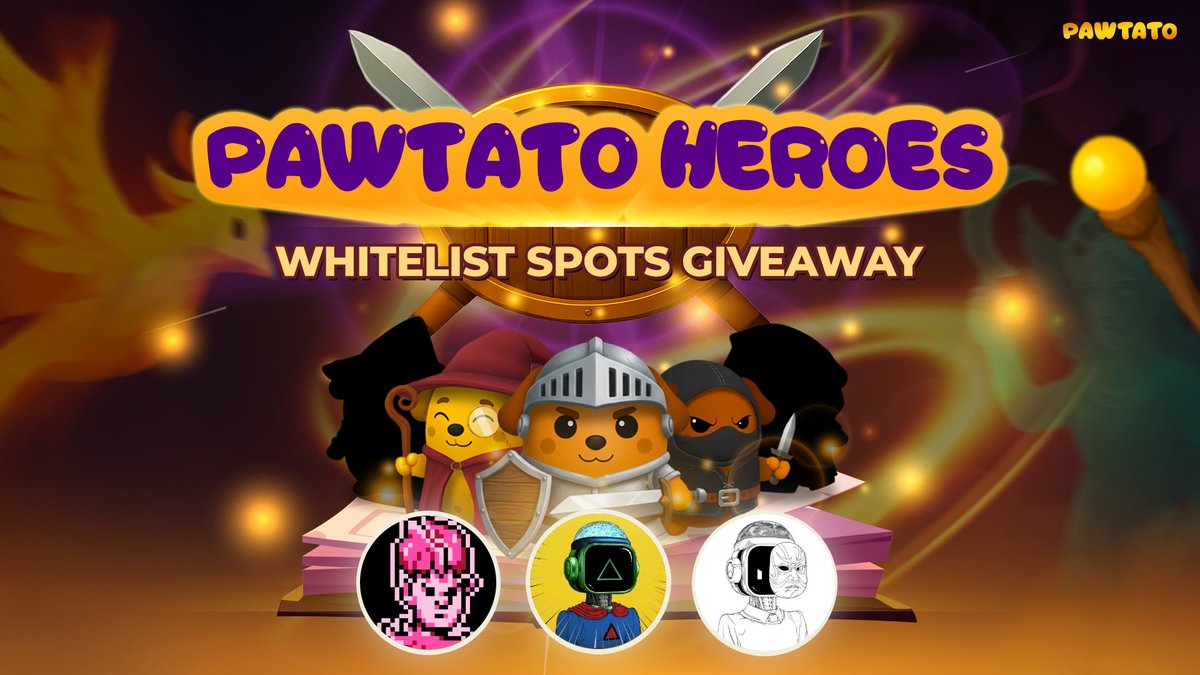 AchuyaMoses.sui「🦑」 (@atral_ama) on Twitter photo 🥔 30 PAWTATO HEROES WHITELIST SPOTS GIVEAWAY 🥔
We are excited to give away 30 whitelist spots for the upcoming PAWTATO Heroes mint.
How to join?
1. Follow <a href="/PawtatoFinance/">Pawtato Finance | Sui</a> , <a href="/Atral_ama/">AchuyaMoses.sui Ⓜ️Ⓜ️T</a>, <a href="/Suifavourite/">Favourite Ⓜ️Ⓜ️T「🦑」🪖</a> and <a href="/ekesui/">Eke💧🧩</a>
2. RT & ♥️
3. Comment your Sui address
⌛️ 48 hours 🥔 30 PAWTATO HEROES WHITELIST SPOTS GIVEAWAY 🥔
We are excited to give away 30 whitelist spots for the upcoming PAWTATO Heroes mint.
How to join?
1. Follow <a href="/PawtatoFinance/">Pawtato Finance | Sui</a> , <a href="/Atral_ama/">AchuyaMoses.sui Ⓜ️Ⓜ️T</a>, <a href="/Suifavourite/">Favourite Ⓜ️Ⓜ️T「🦑」🪖</a> and <a href="/ekesui/">Eke💧🧩</a>
2. RT & ♥️
3. Comment your Sui address
⌛️ 48 hours