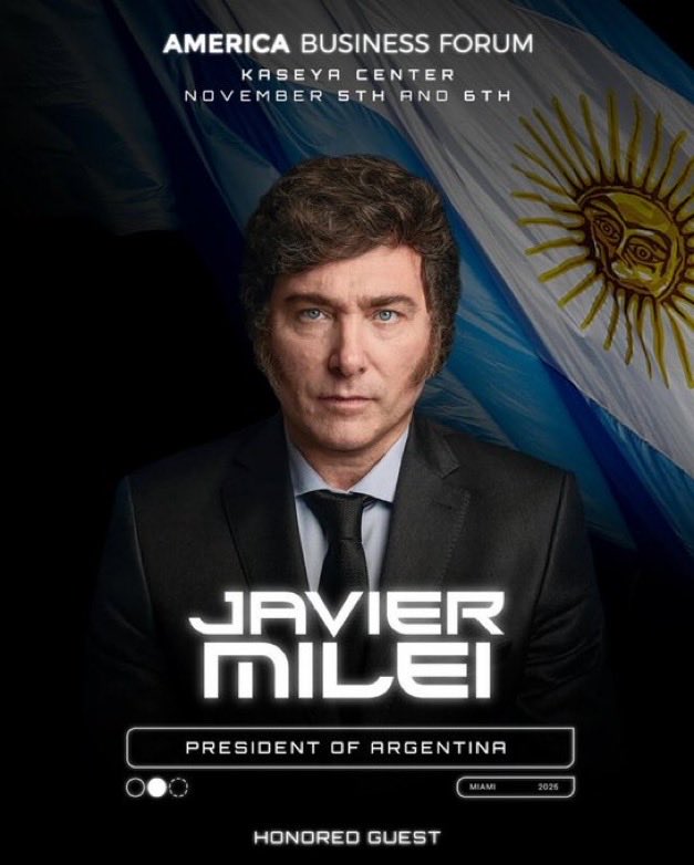 TommyShelby_30's tweet photo. 🇺🇸🇦🇷 ~ HISTÓRICO: Donald Trump, Lionel MESSI y JAVIER MILEI participarán en el America Business Forum de Miami.

Son los principales invitados del evento y tendrán un panel para conversar sobre el futuro del mundo. https://t.co/D8WRkWHo0j