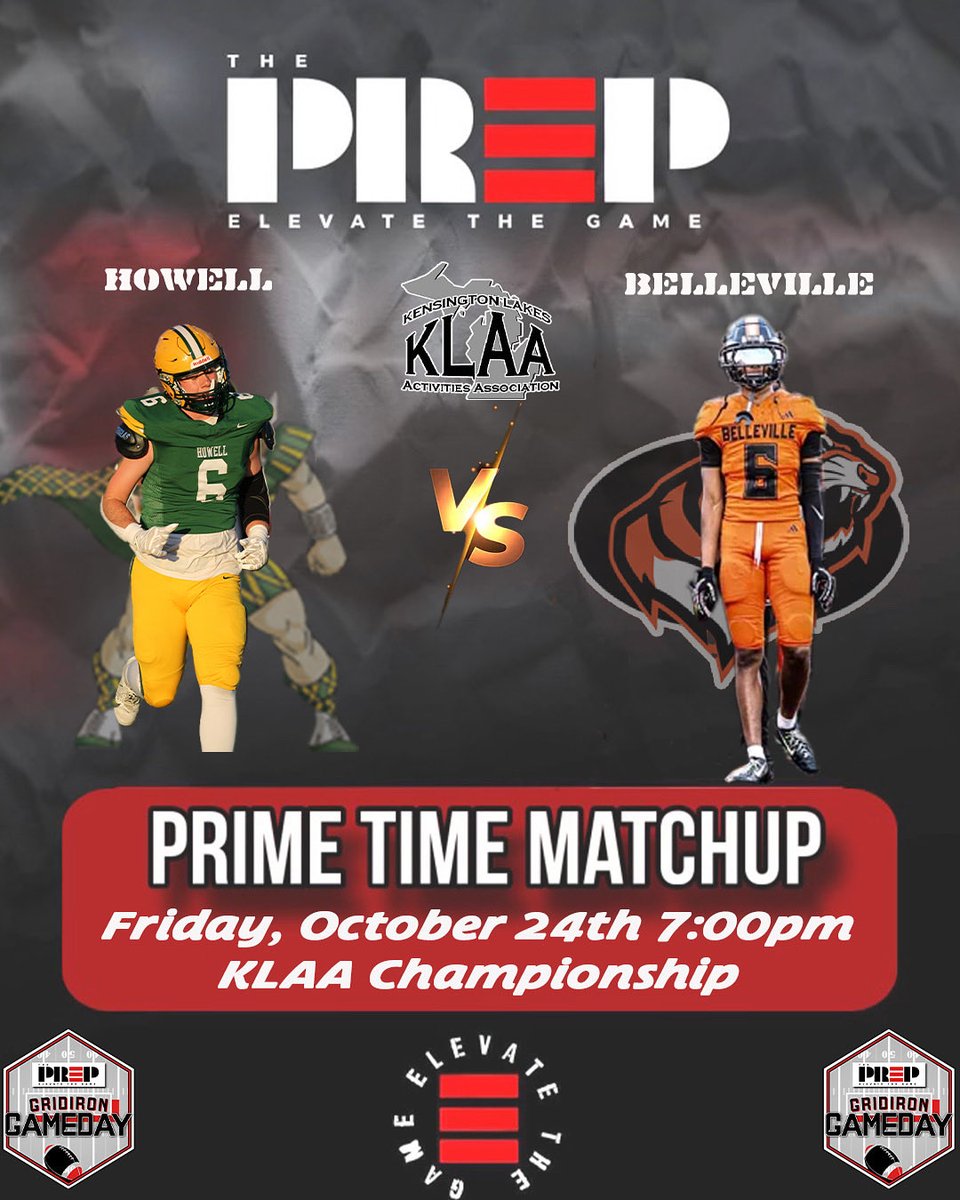 The PreP (@theprep3) on Twitter photo It’s Another week of excellent high school football action as we got the KLAA Championship for you! 🔥🚨🏈
KLAA - West Champs, the Howell Highlanders (7-1, 6-1) travel to Belleville to take on the KLAA - East champs, the Belleville Tigers (7-1, 7-0) in rematch of last year’s It’s Another week of excellent high school football action as we got the KLAA Championship for you! 🔥🚨🏈
KLAA - West Champs, the Howell Highlanders (7-1, 6-1) travel to Belleville to take on the KLAA - East champs, the Belleville Tigers (7-1, 7-0) in rematch of last year’s