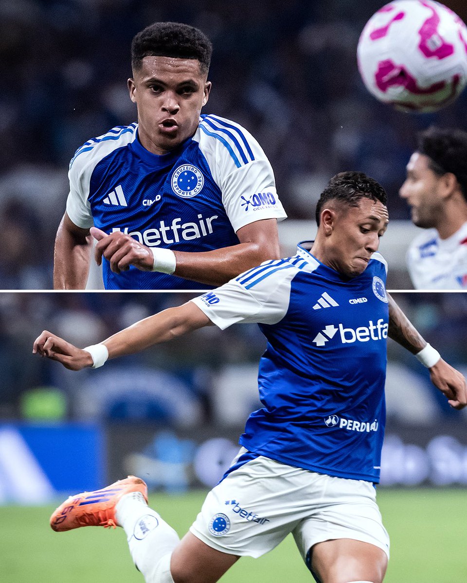 Cruzeiro's tweet image. 𝗝𝘂𝘃𝗲𝗻𝘁𝘂𝗱𝗲 𝗲 𝗾𝘂𝗮𝗹𝗶𝗱𝗮𝗱𝗲 🤩
Grande partida dos dois Kauã nas laterais do Cruzeiro! ⚽️
Vamos, Careca e Prates! 👊