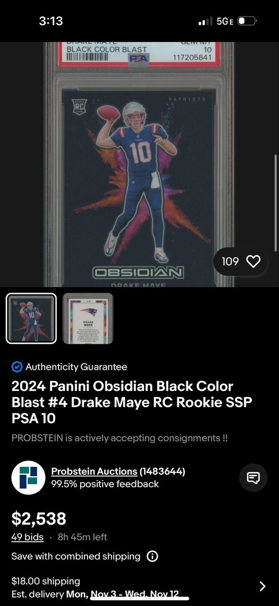 Drake Maye Black Color Blast PSA 10.

Takings offers