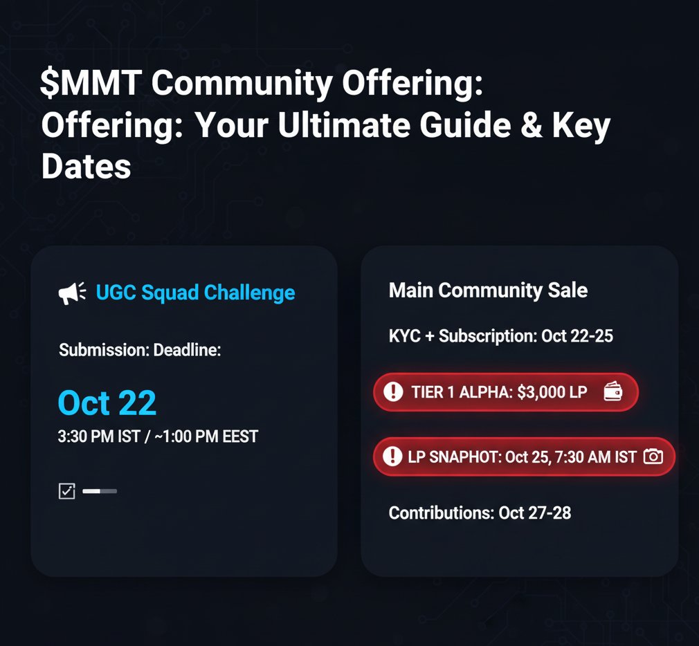Lots of questions about the <a href="/MMTFinance/">MomentumⓂ️Ⓜ️T</a>   sale dates. I've compiled them all into one "Ultimate Guide" to avoid confusion.

Important: There are two "tracks" - UGC and Sale.

1️⃣ **UGC Squad Challenge (It's Us!):**
• Submission Deadline: **Oct 22** (3:30 PM IST / ~1:00 PM EEST)