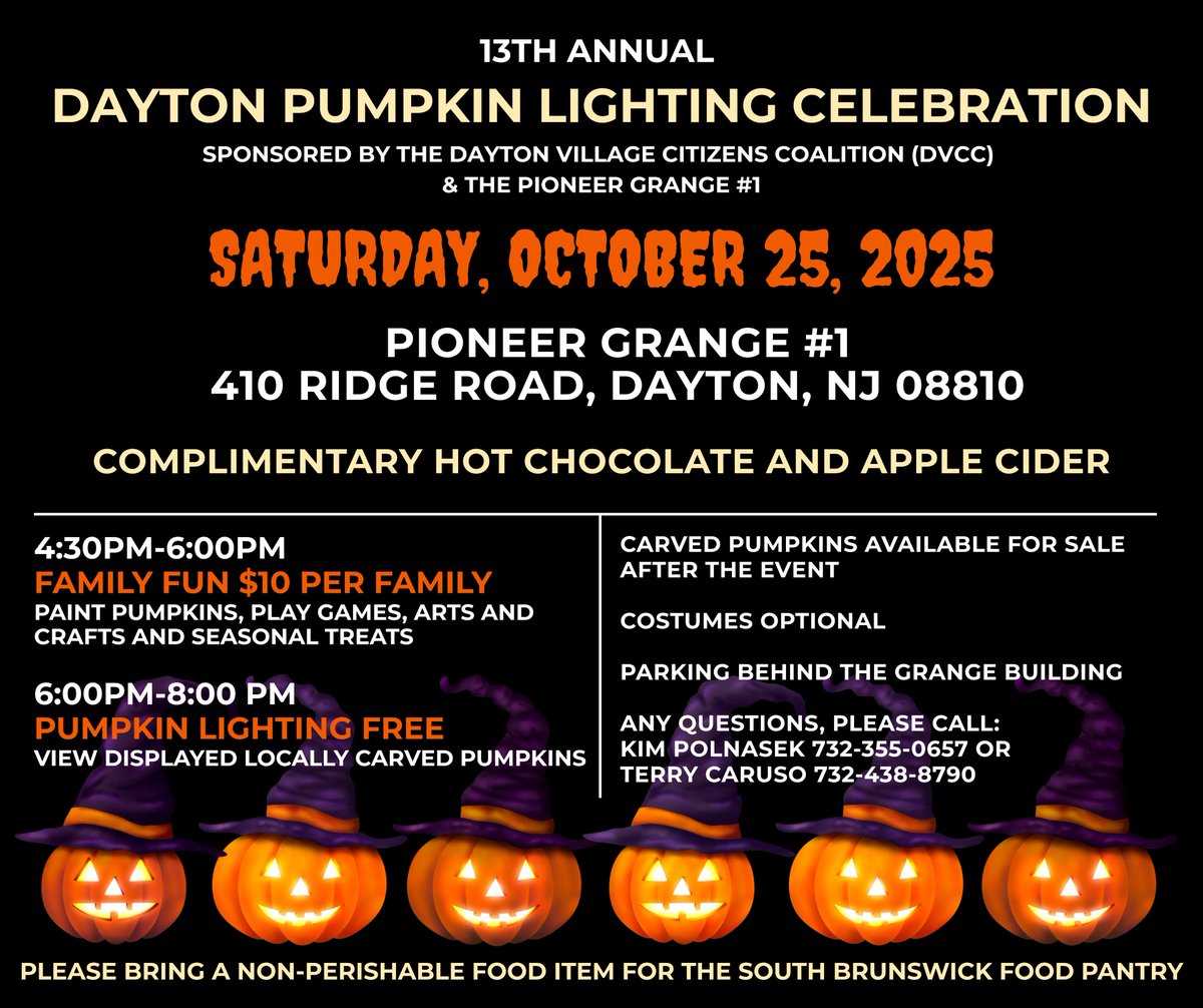 🎃 Join us Sat, Oct 25 for the 13th Annual Dayton Pumpkin Lighting at Pioneer Grange! 4:30–6 PM: family fun, pumpkin painting, games &amp; treats ($10/family). 6–8 PM: free pumpkin lighting. Costumes optional &amp; bring a non-perishable food item!