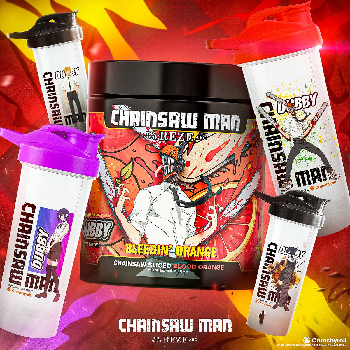 DubbyEnergy's tweet image. The wait is finally over.

 DUBBY x Chainsaw Man has officially launched!

🔥 Bleedin’ Orange (blood orange flavor)
🩸 4 Collector&apos;s Cups
⚡Official licensed collab with @Crunchyroll  &amp;amp; @Chainsaw_EN 

Limited Quantities On Hand! Live now.