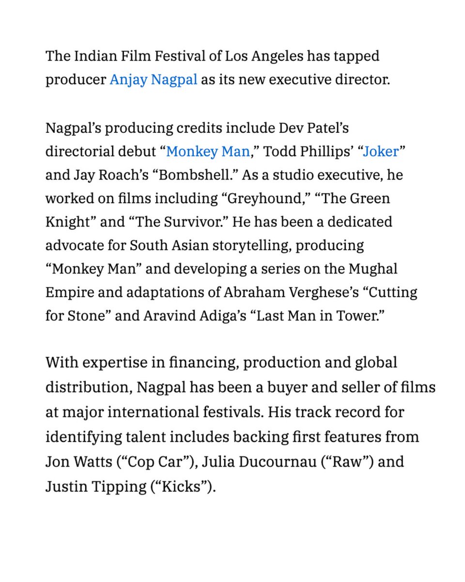 We have a lot to celebrate on the auspicious occasion of Diwali...
Welcoming veteran producer Anjay Nagpal <a href="/ajnagpal/">Anjay Nagpal</a>  as IFFLA’s new Executive Director! Under Anjay's leadership, we’re gearing up for another exciting edition coming Apr 23 - 26, 2026.
variety.com/2025/film/fest…