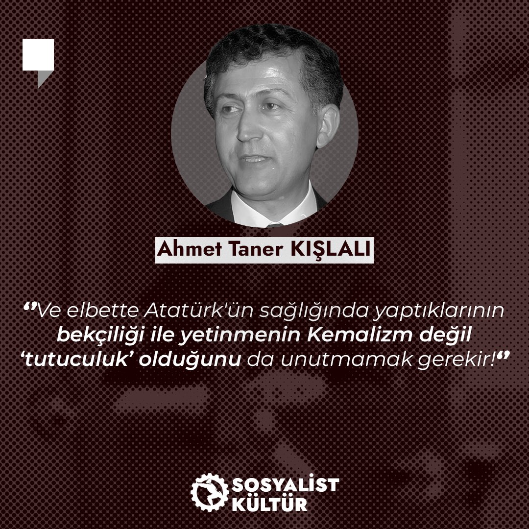 Sosyalist Kültür olarak, gericiler tarafından katledilişinin 26. yıldönümünde Ahmet Taner Kışlalı'yı saygıyla anıyoruz.

''Ve elbette Atatürk'ün sağlığında yaptıklarının bekçiliği ile yetinmenin Kemalizm değil "tutuculuk" olduğunu da unutmamak gerekir!''