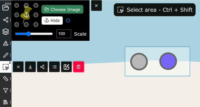 kmzmap's tweet image. New: Edit anchor points for your map icons.

Just like in ArcGIS, now you can choose which part of an icon is pinned to the map.
Open Feature Editor → Anchor Point, or select an area → Edit Icons to adjust multiple markers.

#mapping #GIS #kml #maps
