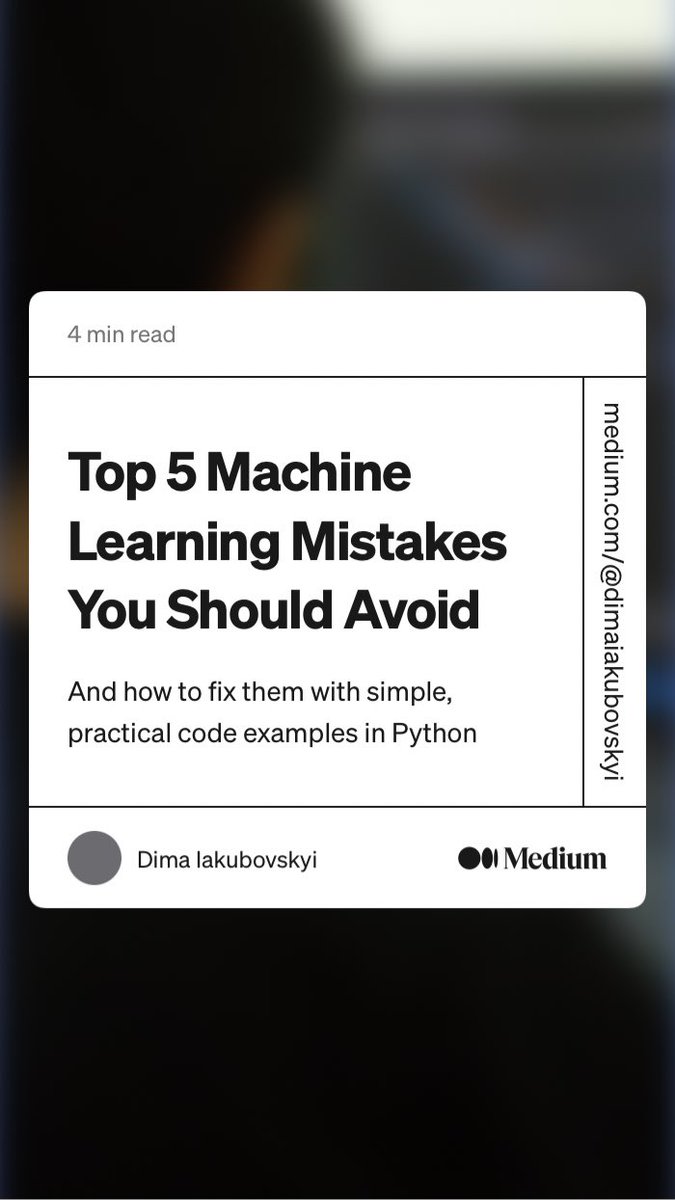 dima806_dima's tweet image. “Top 5 Machine Learning Mistakes You Should Avoid” by Dima Iakubovskyi
medium.com/data-and-beyon…