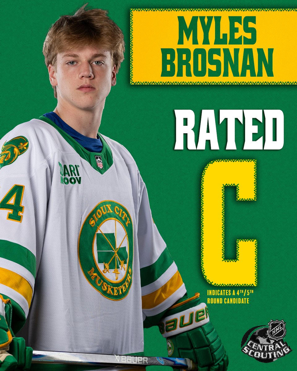 Musketeerhockey's tweet image. Five Musketeers have been named to the @NHLCentralScout Preliminary List of players to watch for the 2026 NHL Draft 

#SCMusketeers | #USHL | #SiouxCity