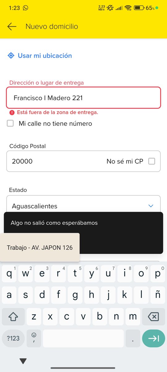 oscargonzalezph's tweet photo. Oye @ML_Mexico , ya tienes servicio de entregas en toda la ciudad de Aguascalientes????? Porque ponga la dirección que pongo, me arroja esto: https://t.co/yAMtrZ57QV