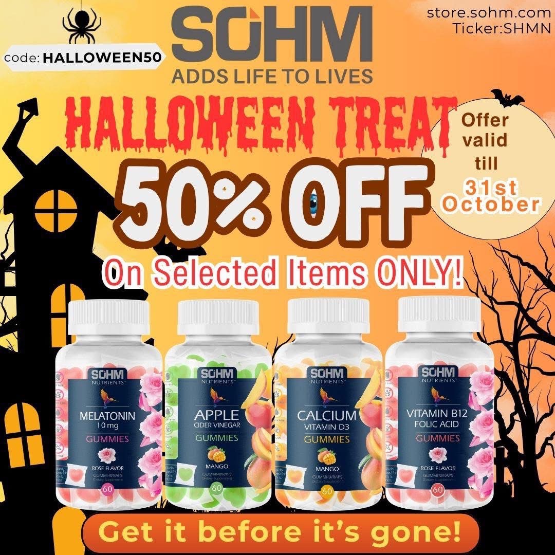 sohminc's tweet image. 🎃 𝗛𝗮𝗹𝗹𝗼𝘄𝗲𝗲𝗻 𝗧𝗿𝗲𝗮𝘁 𝗬𝗼𝘂 𝗗𝗼𝗻’𝘁 𝗪𝗮𝗻𝘁 𝘁𝗼 𝗠𝗶𝘀𝘀! 👻
Halloween is just around the corner — and so is a 𝙎𝙥𝙚𝙘𝙩𝙖𝙘𝙪𝙡𝙖𝙧 𝘿𝙚𝙖𝙡!

𝗦𝗢𝗛𝗠 offers a 50% discount on 4 of your favorite gummies (Expiry: Jan 2026) 👇

💤 𝗦𝗢𝗛𝗠 𝗠𝗲𝗹𝗮𝘁𝗼𝗻𝗶𝗻…