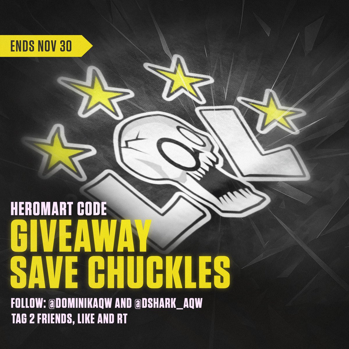 DominikAQW's tweet image. 💀 𝗦𝗔𝗩𝗘 𝗖𝗛𝗨𝗖𝗞𝗟𝗘𝗦 𝗖𝗢𝗗𝗘 𝗚𝗜𝗩𝗘𝗔𝗪𝗔𝗬 💀

✅ Follow @DominikAQW and @DShark_AQW

👥 Tag 2 friends

🔁 Like and Retweet

⏳ Ends NOV 30