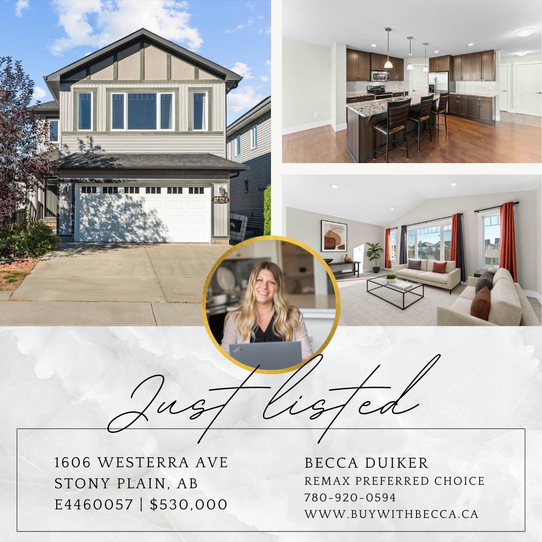 🏡 2 STORY IN WESTERRA 🏡

📍1606 Westerra Ave, Stony Plain
💲$530,000 l E4460057
🏡 2 Story l 2052 Sqft
🛏️ 3 Beds l 2.5 Baths

LINK👉 buywithbecca.ca/featured/1606-…

Becca Duiker | ReMax Preferred Choice 
Proudly serving Spruce Grove &amp; Area since 2016
780-920-0594