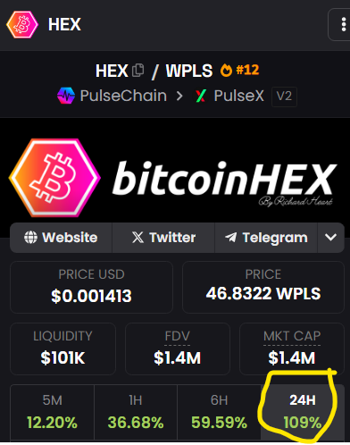 RealIMMORTAL333's tweet photo. $HEX (Pump Tires) did 100%+ in 24h π₯
#BitcoinHEX Are you positioned or watching?
#PulseChain $HEX $PLS $PLSX $INC #PLSmeme #PLSXmeme #HEXmeme #BitcoinHEX https://t.co/0nLKlViWWP