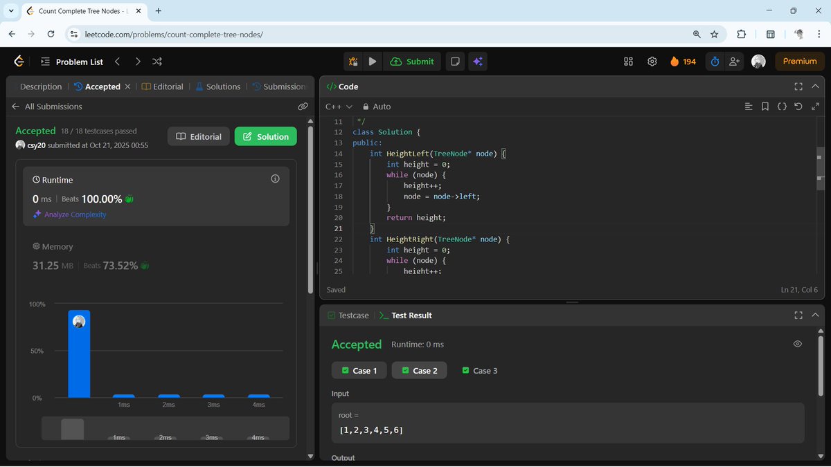 the__csy20's tweet image. #Day247 of coding:

-leetcode POTD + 2Q

#DSA #LeetCode