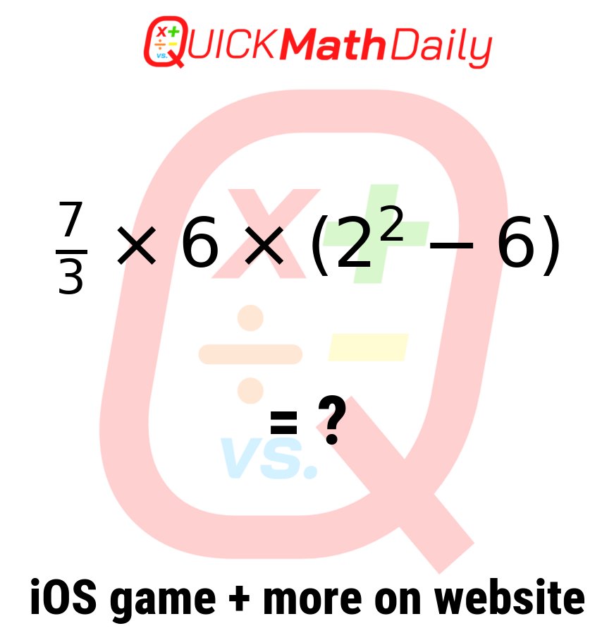 QuickMathDaily's tweet image. 🚨Quick! 💨 Can You Solve⁉️⏱️
No Calculator ❎ 🧠 Comment Below‼️👇
See more on QuickMathDaily.com 👀 ✅
