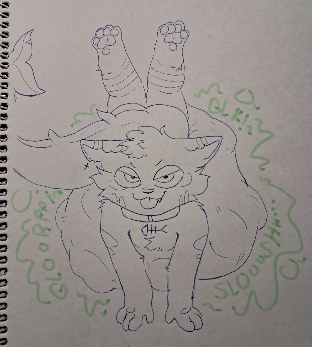 Just a little sketch of my fishy cat bf 💙🧡😳