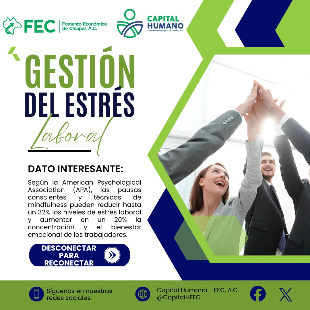 CapitalHFEC's tweet photo. Desconectar para reconectar 🌿
El mindfulness puede reducir hasta un 32% el estrés laboral y aumentar un 20% la concentración.
Respira, enfoca y sigue adelante 💆‍♀️
#Mindfulness #BienestarLaboral #FECChiapas #CapitalHumanoFEC https://t.co/10J9tDcot7