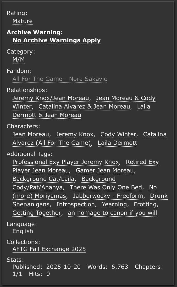hello all, support gay people by reading my jerejean <a href="/aftgexchange/">AFTG Exchange</a> fic 🏳️‍🌈

archiveofourown.org/works/72829611