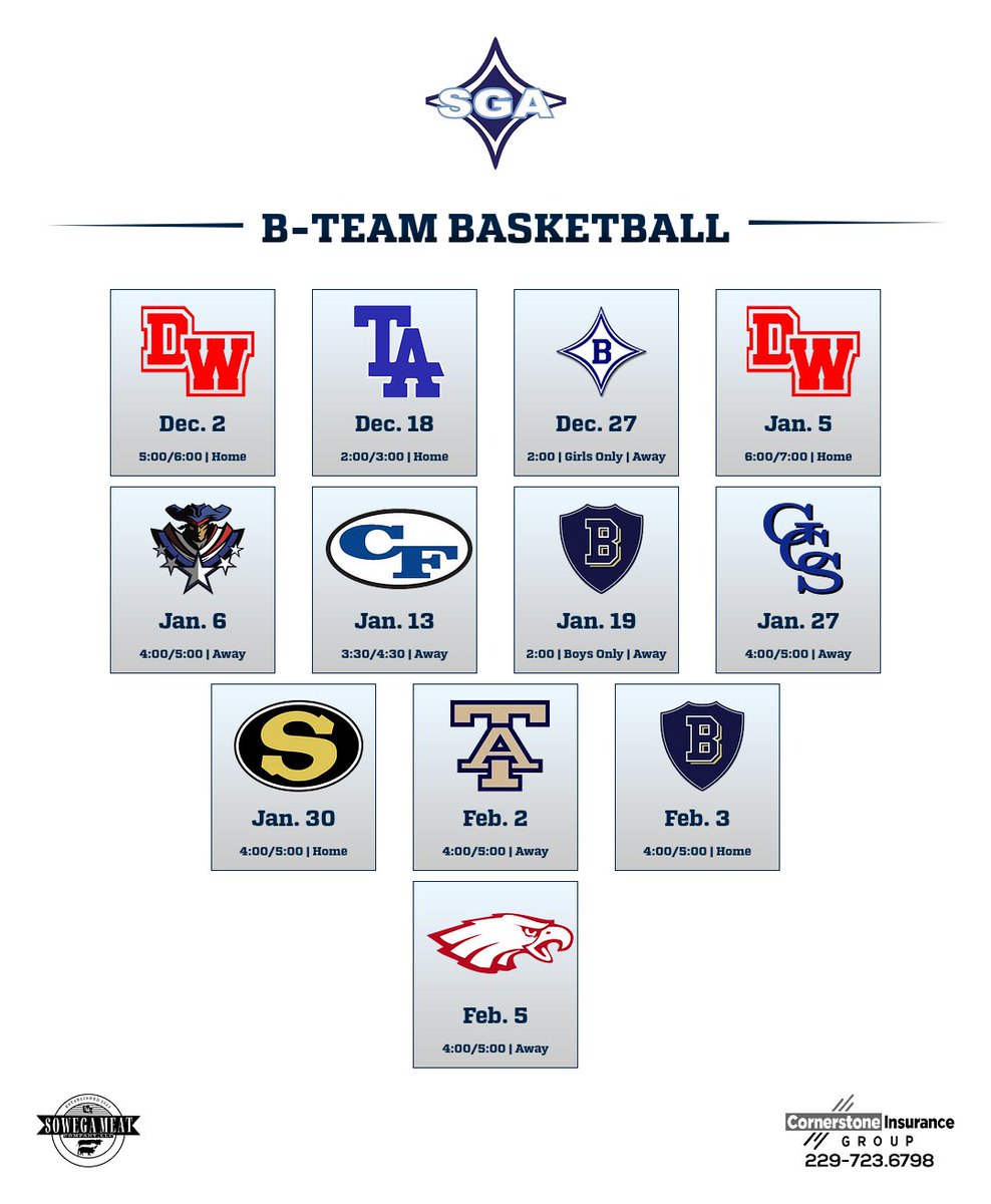 B-Team Basketball Schedule