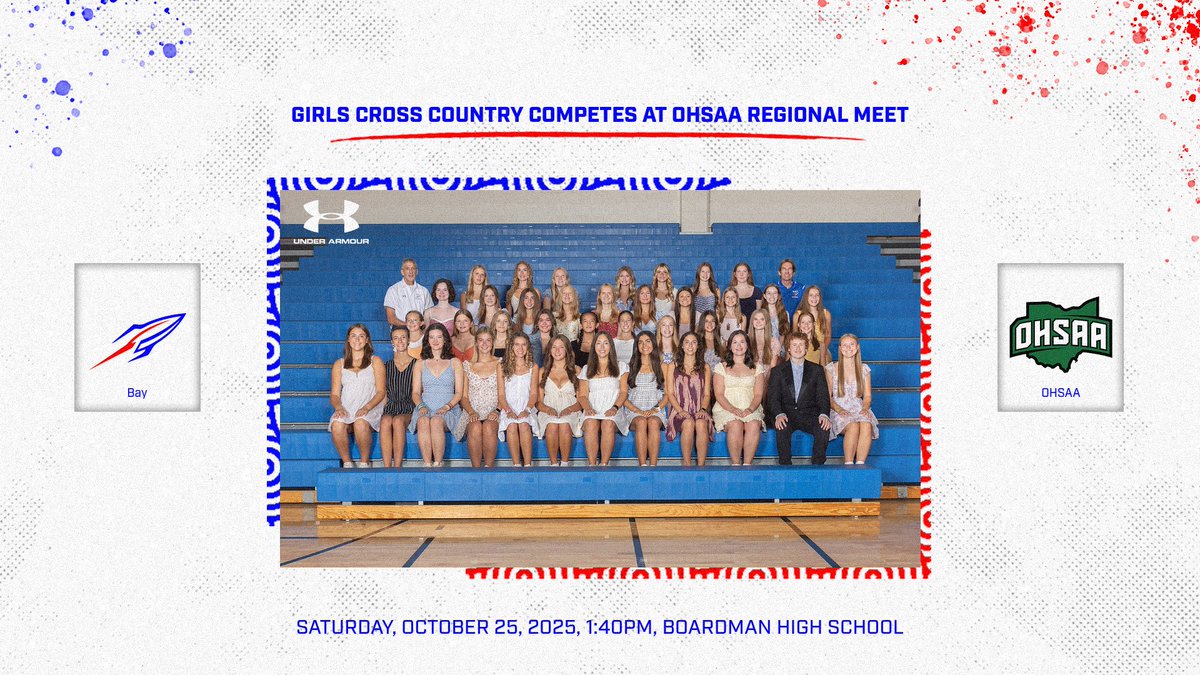BayAthletics's tweet photo. The Girls XC Team qualified for the OHSAA Regional Meet Sat, Oct 25 at Boardman. Qualifying Runners: Elyse Edelman, Maya Gonzalez, Clare Messmore, Nolie Piktel, Kai Ripley, Anika Schulz, Anne Weber. Tickets can be purchased at https://t.co/T5DOXadGRd https://t.co/MKLoE257kh