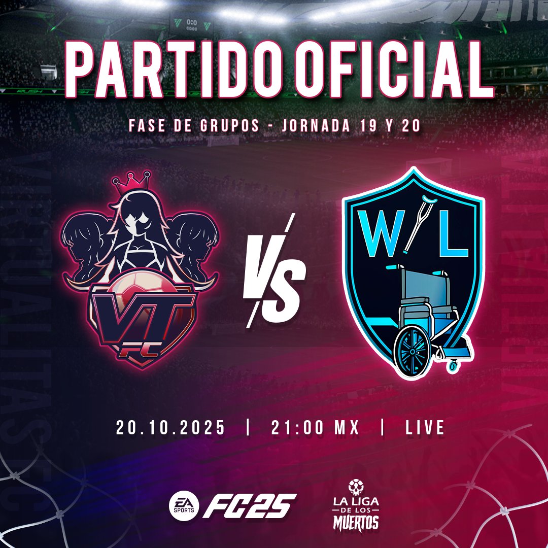 ¡NOCHE DE EMOCIONES! ❤️‍🔥 A las 21:00 hrs (MX) nos enfrentaremos con <a href="/WhiteLockFC/">White Lock</a> en un partido que promete muchas sorpresas.  

 #FC25 #FIFAStreamer #FIFA25ClubesPro #ClubesPro #VirtualitasFC