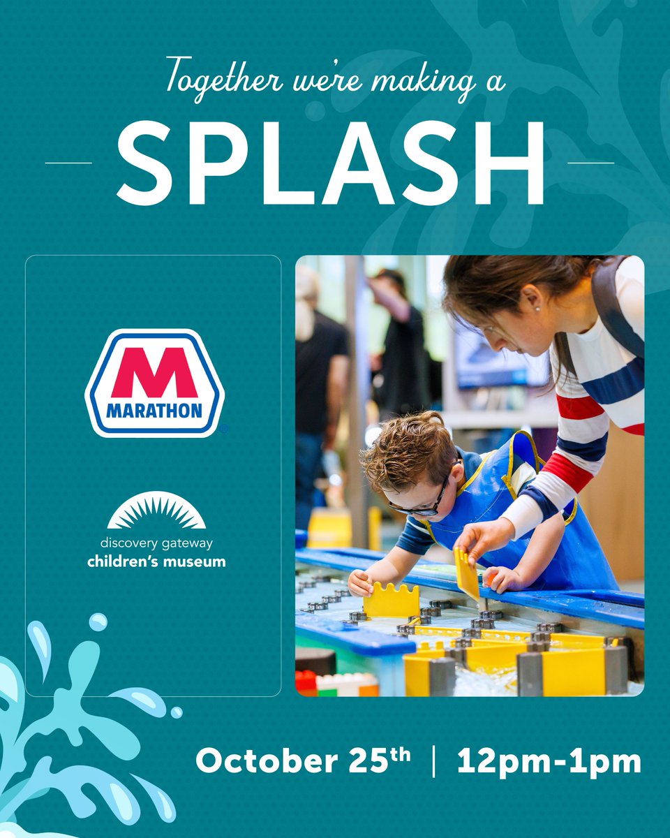 💦 Making a splash this Saturday! Join us as we celebrate Marathon Petroleum’s new sponsorship of our Water Play Exhibit 👏🏽

Their support keeps curiosity and learning flowing—helping families dive into science, sustainability &amp; the wonder of water 

🍪 RubySnap treats included