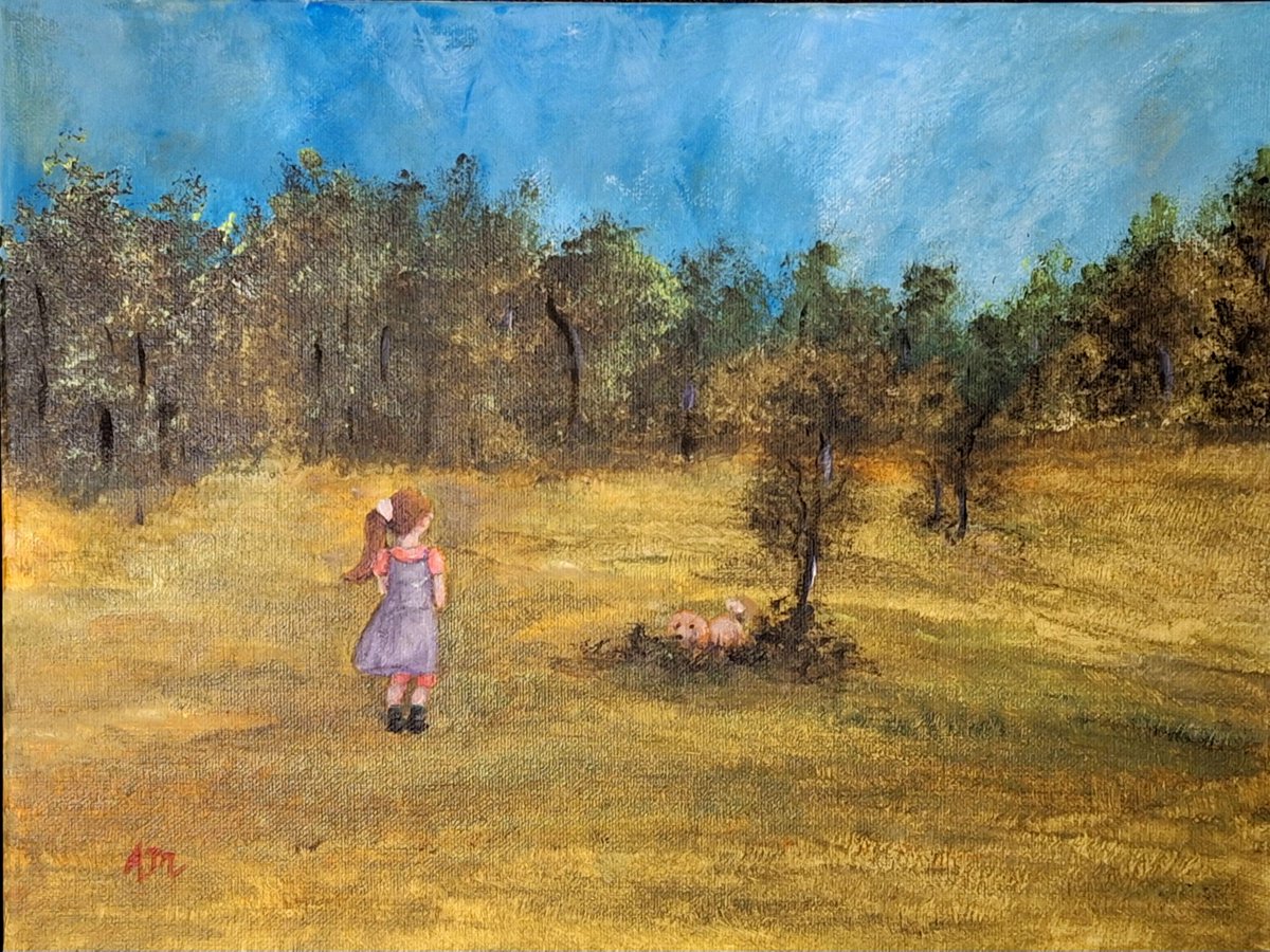 #childhood #memories #acrylicpainting #art #artcollector #artlovers #oneofakind #original #originalart #Kunst #kunstwerk #homedecor #interiordesign #girl #innocence #landscape #artist