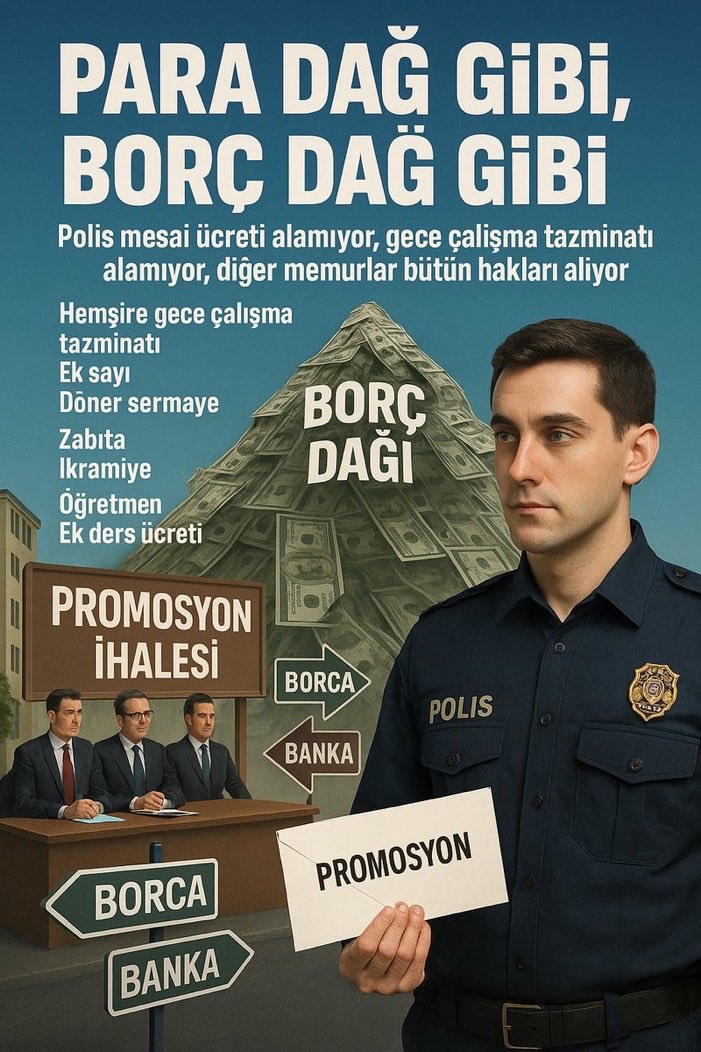 polismevzuat's tweet photo. POLİSLER EKONOMİK SIKINTI YAŞIYOR!
Bir çok polis maalesef ekonomik sıkıntı çekiyor ve geçinemiyor.

- Özellikle büyük şehirlerde yaşayan polisler ay sonunu zor getiriyor.
- Polisin maaşı enflasyon karşısında resmen eridi.

En azından promosyonda istenen tutar verilmeli ve polislerin dertlerine bir parça derman olmalıdır..

#EGMPromosyondaRekor #promosyon