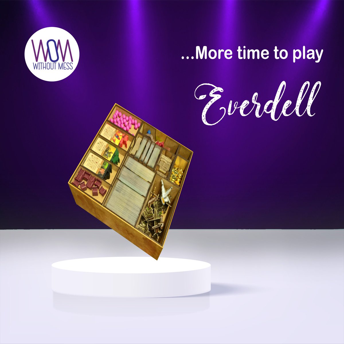 wom_withoutmess's tweet photo. ¡FELIZ INICIO DE SEMANA WOMLOVER!💜🎉
.
#everdell está siendo organizada por el mejor equipo de insertos de todos🤩 compatible con la edición @malditosgames📍📍
.
#insertos #tablero #ludoteca https://t.co/xxJTxwGUh0