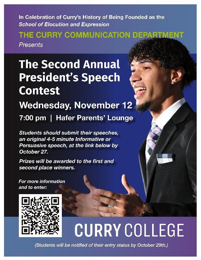 @curryedu students, Spread the Word! Sign up for the 2nd Annual President’s Speech Contest, presented by <a href="/CurryCollegeCOM/">Curry College Communication Department</a>!