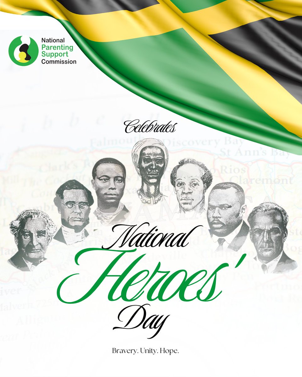 Today, we honour the courage, sacrifice and vision of Jamaica’s heroes — past, present and future. As parents, carry forward this spirit by nurturing the next generation, the heroes of tomorrow. 

Happy Heroes' Day! 🇯🇲 
#HeroesDay #JamaicanHeroes #NPSC