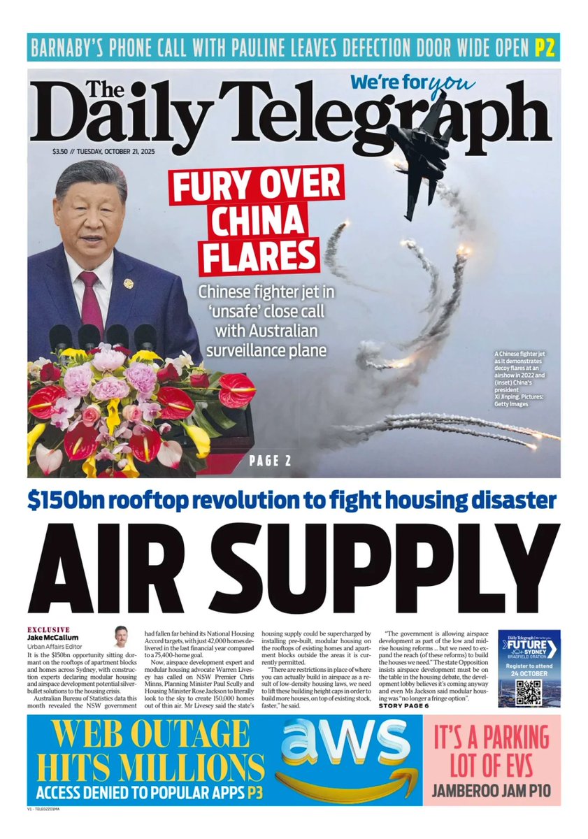 🇦🇺 Air Supply

▫It is the $150b opportunity sitting dormant on the rooftops of homes across Sydney – now experts are declaring this new housing model is a “silver bullet solution” to the real estate crisis
▫<a href="/JakeMcCallum_/">Jake McCallum</a>

#frontpagestoday #Australia <a href="/dailytelegraph/">The Daily Telegraph</a>