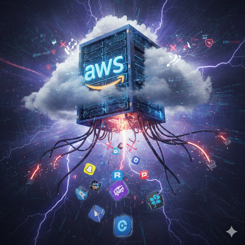 yyogeshwar's tweet image. Yesterday’s AWS outage wasn’t about downtime — it was about dependency
A DNS failure in DynamoDB (US-EAST-1) cascaded across Snapchat, Roblox, Coinbase, and more.
Let’s talk about what actually broke — and how smart startups design around it 🧵
#snapchat #AWS #Fortnite